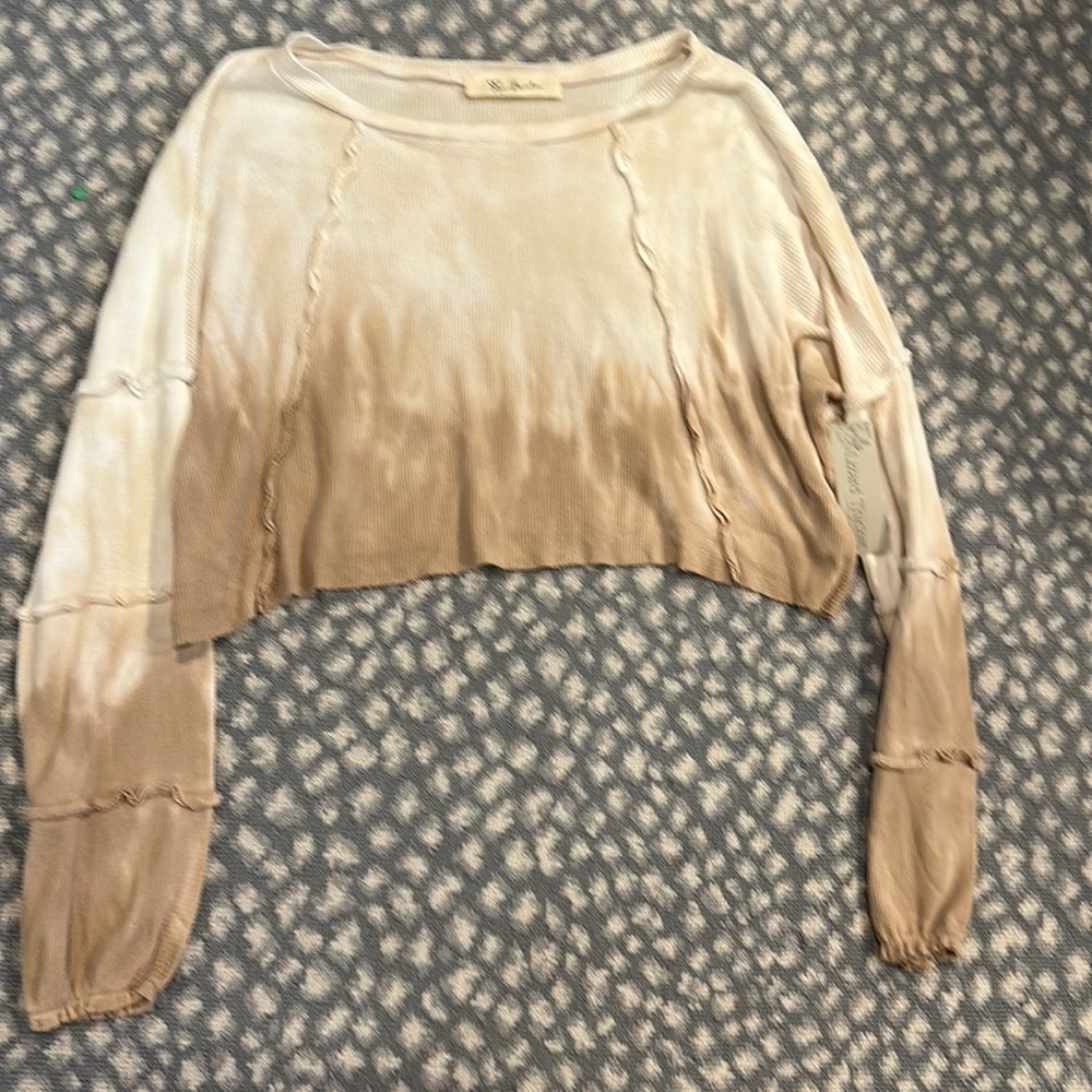 Ombré Cropped Long Sleeve Shirt - Picture 1 of 2